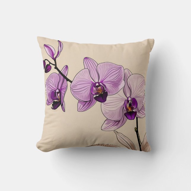 Cojín Decorativo Orquídea Botánica Elegante (Anverso)