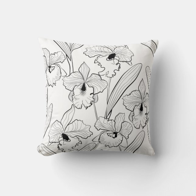 Cojín Decorativo Orquídea , Cattleya , boceto (Anverso)