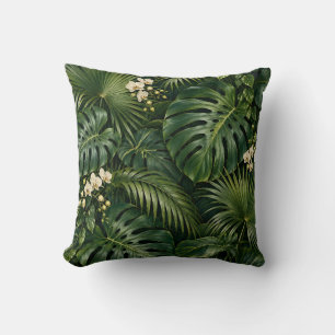 Cojín Decorativo Orquídea de Palma Tropical Esmeralda