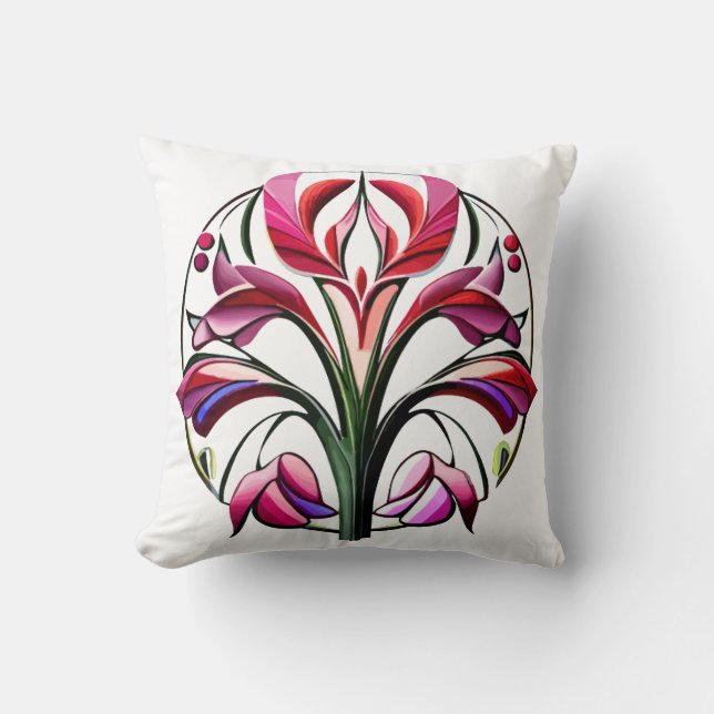 Cojín Decorativo Orquídea metálica: Extravagancia rosa y amarilla (Anverso)