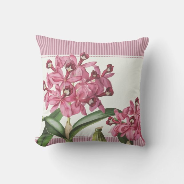Cojín Decorativo Orquídea rosada de Cattleya (Anverso)