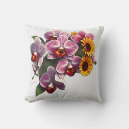 Cojín Decorativo Orquídeas de Art Nouveau con girasoles