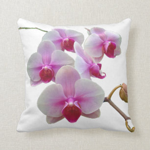 Cojín Decorativo Orquídeas de polilla rosadas en el blanco -
