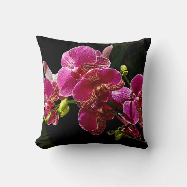 Cojín Decorativo Orquídeas magenta en flor (Anverso)