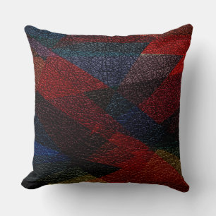 Cojín Decorativo Oscuro aspecto de cuero geométrico