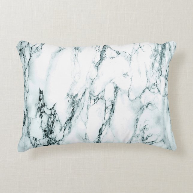 Cojín Decorativo Oscuro aspecto de mármol de la vena turquesa (Anverso)