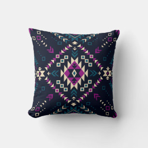 Cojín Decorativo Oscuro Navajo, geométrico vintage.