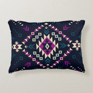 Cojín Decorativo Oscuro Navajo, geométrico vintage.