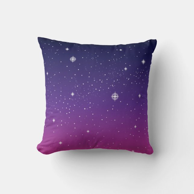 Cojín Decorativo Oscuro Purple Starry Night Sky (Anverso)