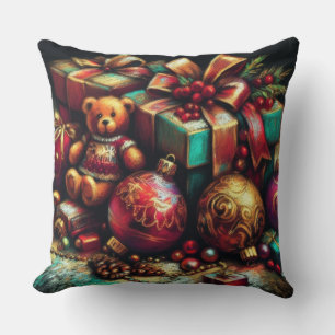 Cojín Decorativo Osito de Navidad Dibujado con Tiza Regalo Caramelo