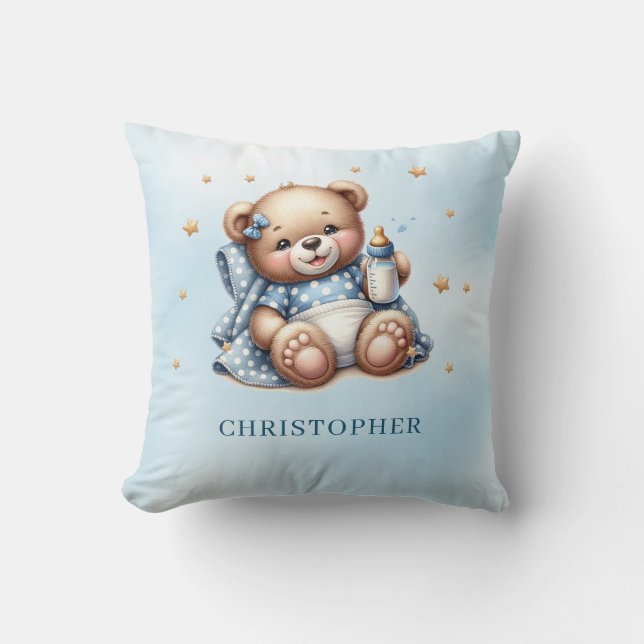 Cojín Decorativo Osito de peluche con botella de bebé (Anverso)