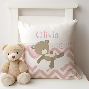 Cojín Decorativo Osito de peluche durmiendo con monograma personali