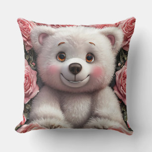 Cojín Decorativo 🧸🌸 Osito de peluche floral amor regalo ✨