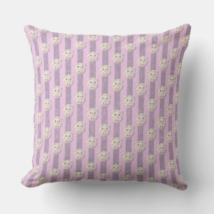 Cojín Decorativo Osito de peluche lila lavanda lindo y rayas