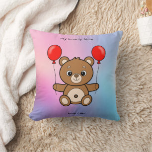 Cojín Decorativo Osito de peluche lindo con globos rojos dibujo ani