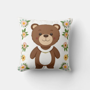 Cojín Decorativo Osito de peluche marrón lindo dibujo animado