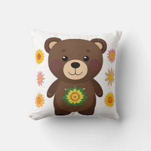 Cojín Decorativo Osito de peluche marrón lindo dibujo animado