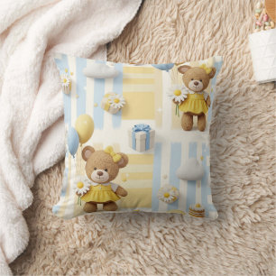 Cojín Decorativo Osito de peluche patrón de jardín de margaritas (8