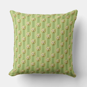 Cojín Decorativo Osito de peluche verde Matcha y raya adorable