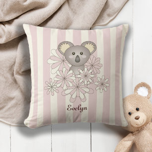 Cojín Decorativo Osito Koala Bebé Rosa Pastel Sala de Niños