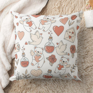 Cojín Decorativo Osito Lindo Sosteniendo Corazón -- Guardería Paste