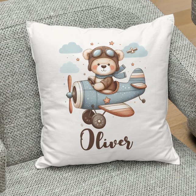Cojín Decorativo Osito Piloto Personalizado Adorable (Subido por el creador)
