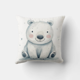 Cojín Decorativo Osito Polar Acuarela Pequeño y Lindo