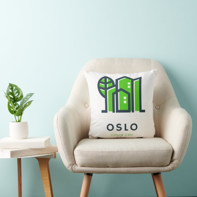 Cojín Decorativo Oslo Noruega Europa Ciudad Verde Sostenible (Silla)