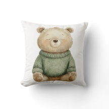Oso adorable del bosque con suéter verde