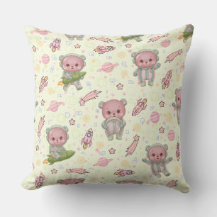 Cojín Decorativo Oso Astronauta Espacial Adorable Patrón Continuo