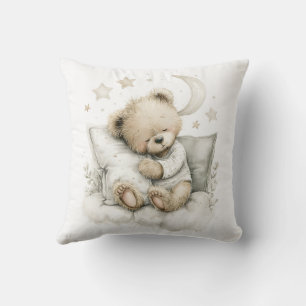 Cojín Decorativo Oso bebé dulce durmiendo rápido en nubes esponjosa