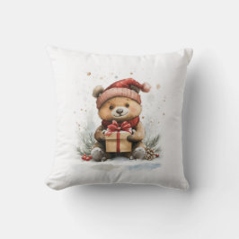 Cojín Decorativo Oso bebé en Santa Hat - Vacaciones para Navidades