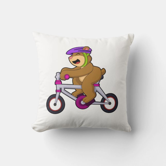 Cojín Decorativo Oso con bicicleta y casco (Anverso)