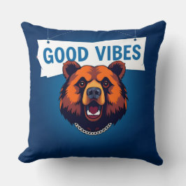 Cojín Decorativo Oso con Colores Vibrantes y Texto de Buenas Vibrac