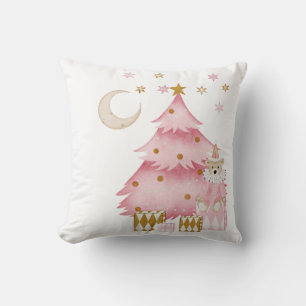 Cojín Decorativo Oso de algodón de dulce de invierno rosa