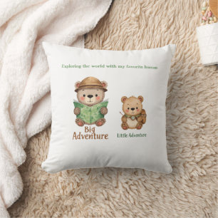 Cojín Decorativo Oso de Aventura Personalizado Recuerdo Precioso
