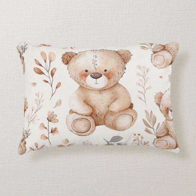 Cojín Decorativo Oso de bebé beige lindo (Anverso)