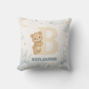 Cojín Decorativo Oso de bebé personalizado con la letra B