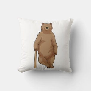 Cojín Decorativo Oso de béisbol con bate de béisbol