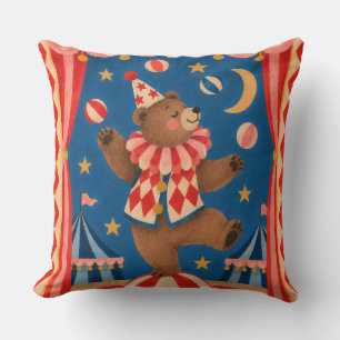 Cojín Decorativo Oso de circo vintage equilibrándose en bola Ar cap