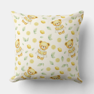 Cojín Decorativo Oso de limón lindo y patrón continuo de limonada
