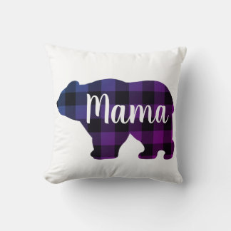 Cojín Decorativo Oso de mamá de color morado azul rosado