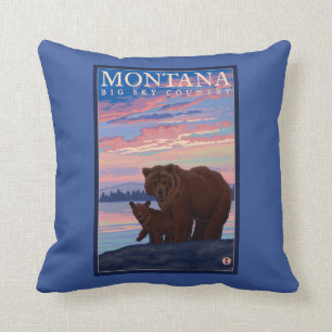 Cojín Decorativo Oso de MontanaMomma y viaje del vintage de Cub
