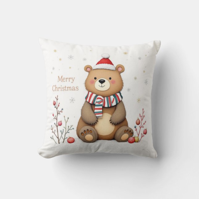 Cojín Decorativo Oso de Navidad (Anverso)