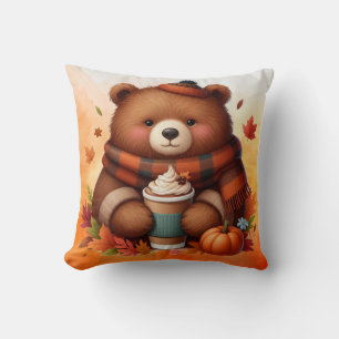 Cojín Decorativo Oso de otoño rústico/vintage
