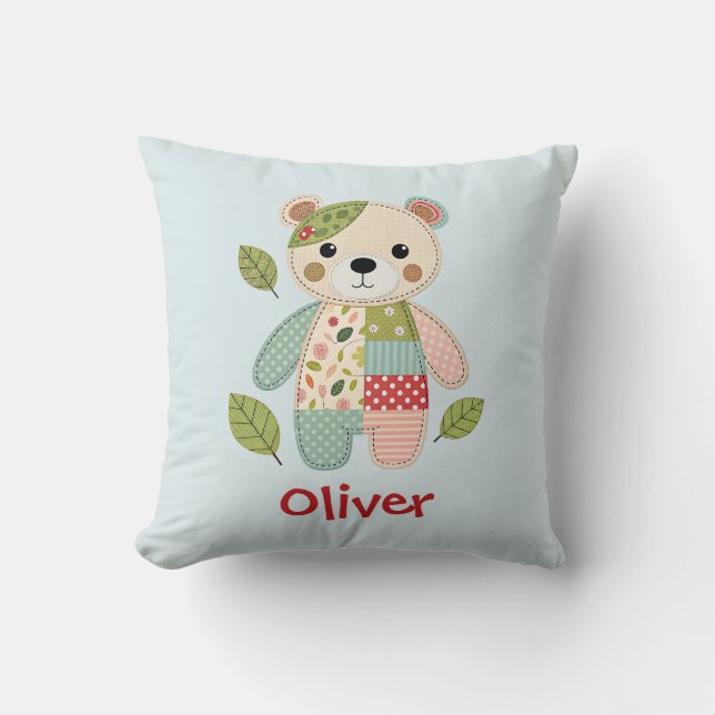 Cojín Decorativo Oso de parches adorable (Anverso)
