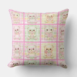 Cojín Decorativo Oso de patchwork lindo Edredón sin costuras