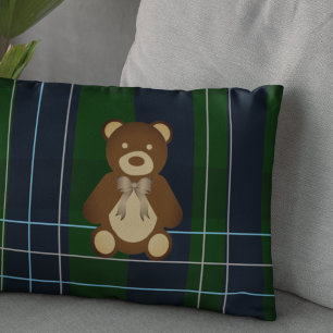 Cojín Decorativo Oso de peluche a cuadros elegante