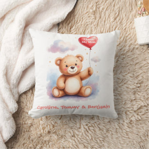 Cojín Decorativo Oso de peluche acuarela para mamá