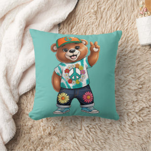 Cojín Decorativo Oso de peluche con traje tranquilo casual 1
